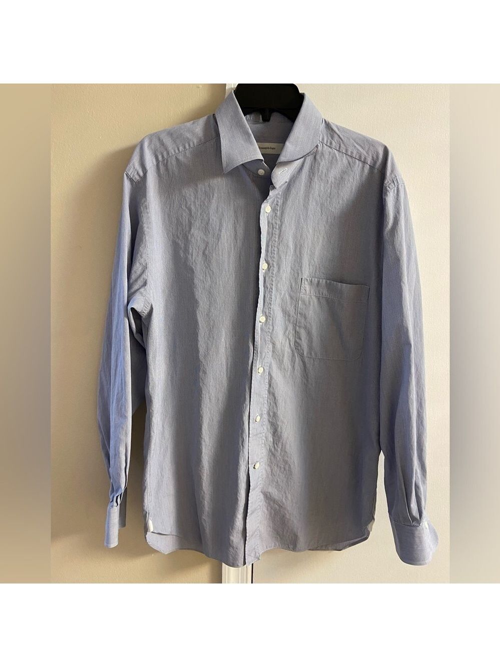Ermenigildo Zegna portofino comfort 100% cotton light blue button up shirt.sz 42
